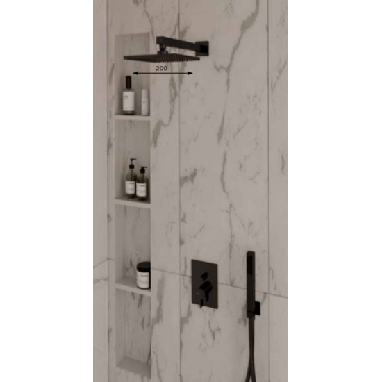 Εντοιχισμένη Μπαταρία Ντουζιέρας 2 Εξόδων Modea Eclipse 00-02015/B Μαύρη Ματ